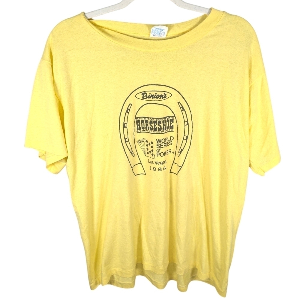 Vintage 1986 Binions Horseshoe Casino World Series Of Poker T-shirt Size XL